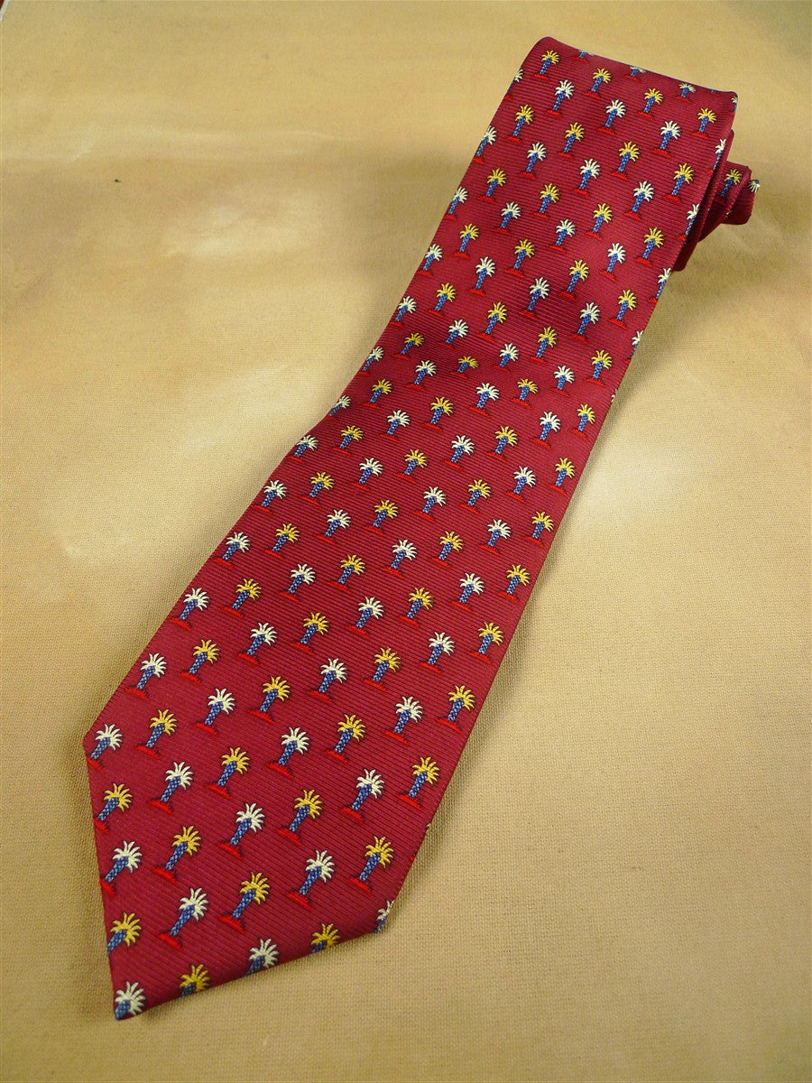 26/1053 firenze red palm tree pattern italian silk tie
