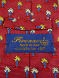 26/1053 firenze red palm tree pattern italian silk tie
