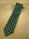 26/0991 green mallard pattern silk tie for country pursuits / goodwood revival