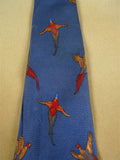 26/0989 blue pheasant pattern silk tie for country pursuits / goodwood revival