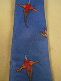 26/0989 blue pheasant pattern silk tie for country pursuits / goodwood revival