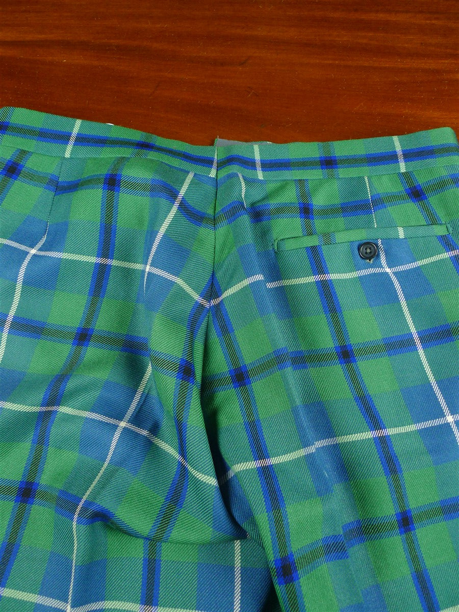 26/0985 vintage bespoke tailored tartan evening dress trouser w/ frogmouth pockets 30-34