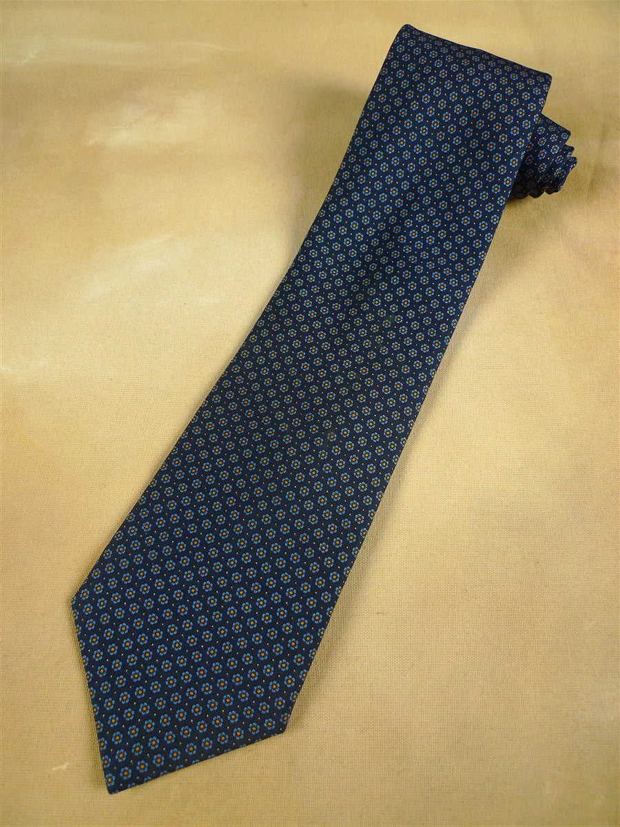 26/1004 new & lingwood navy blue / yellow pattern silk tie