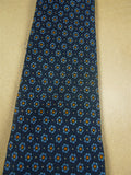 26/1004 new & lingwood navy blue / yellow pattern silk tie