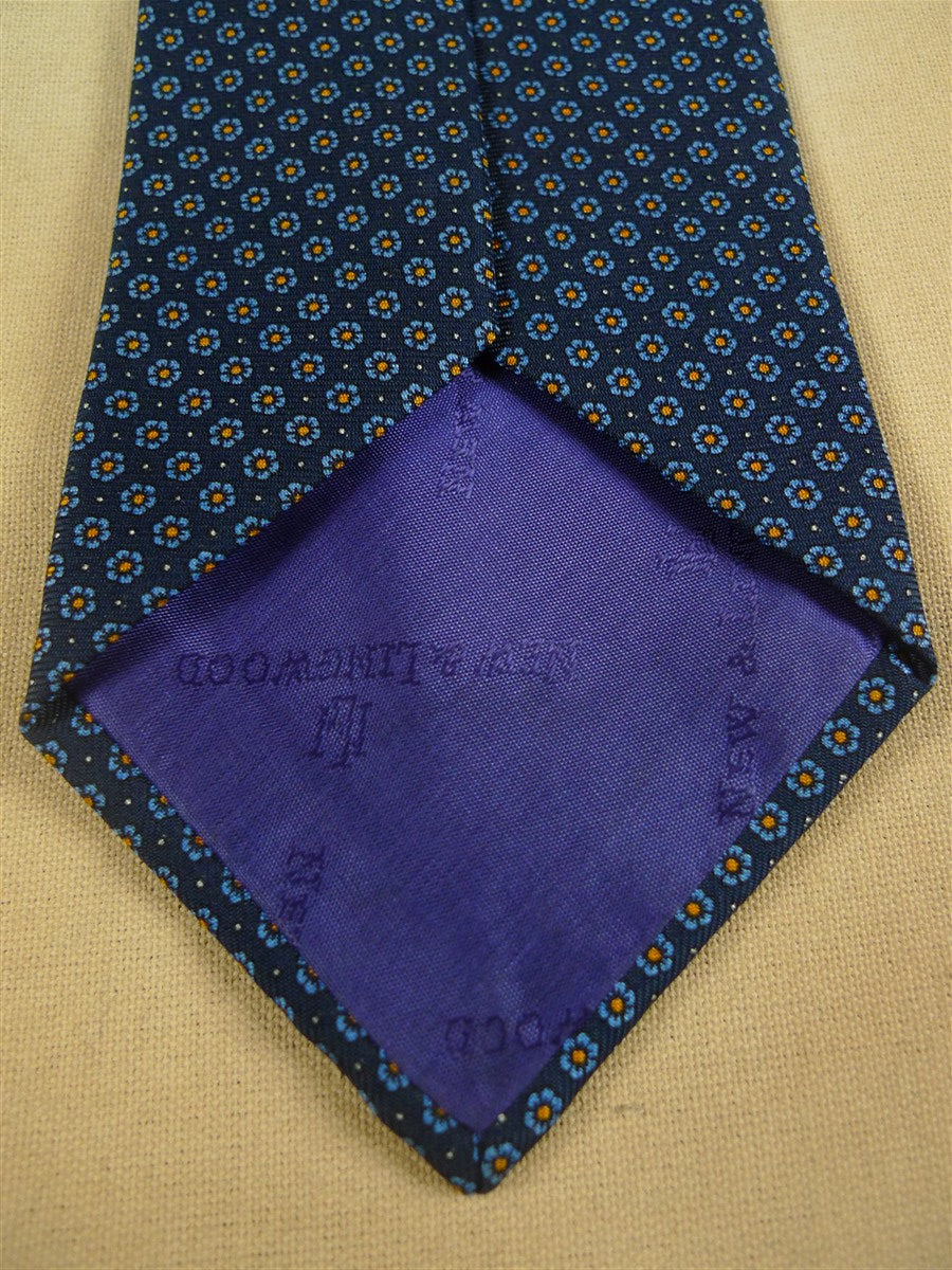 26/1004 new & lingwood navy blue / yellow pattern silk tie
