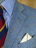 26/1009 immaculate cordings of piccadilly pale blue / tan wp check 100% silk sports jacket blazer 39 short