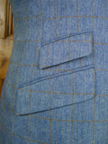 26/1009 immaculate cordings of piccadilly pale blue / tan wp check 100% silk sports jacket blazer 39 short
