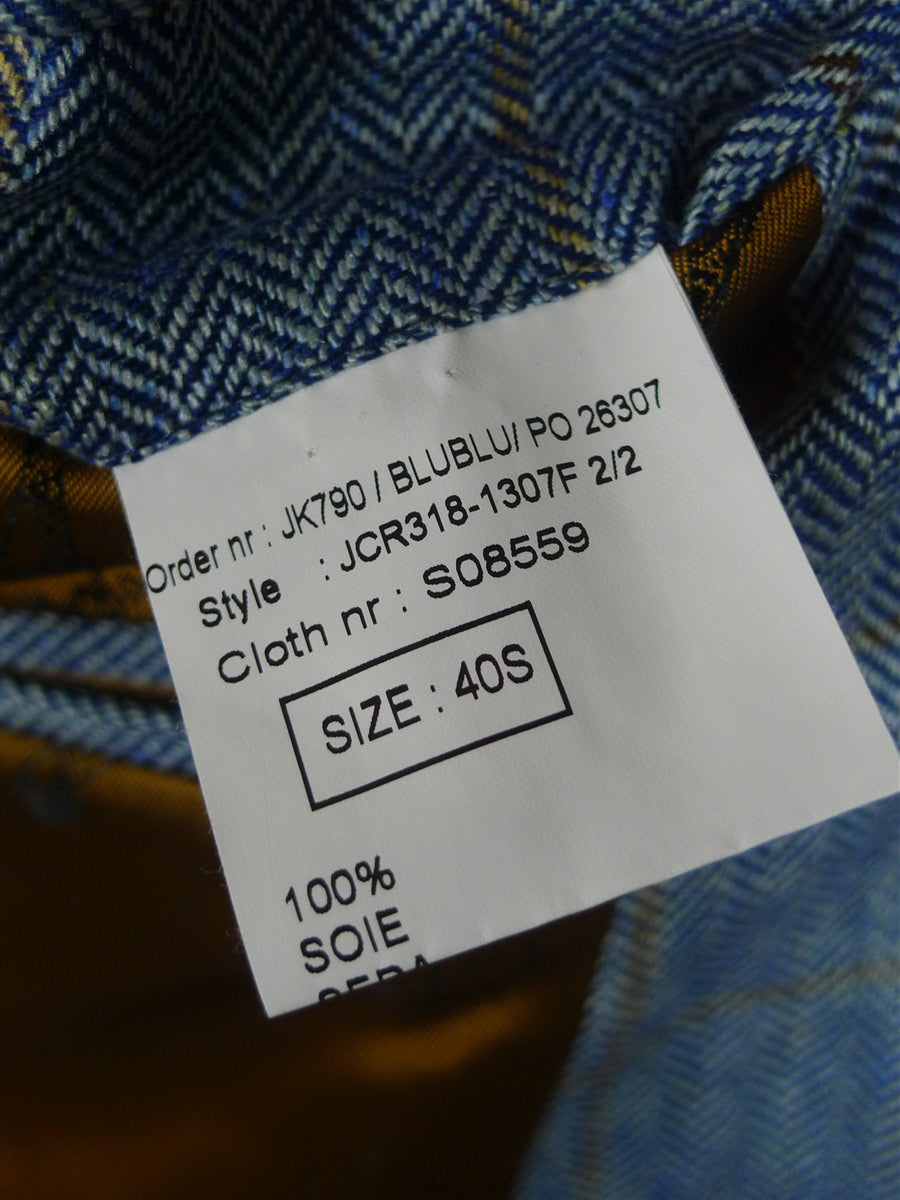 26/1009 immaculate cordings of piccadilly pale blue / tan wp check 100% silk sports jacket blazer 39 short