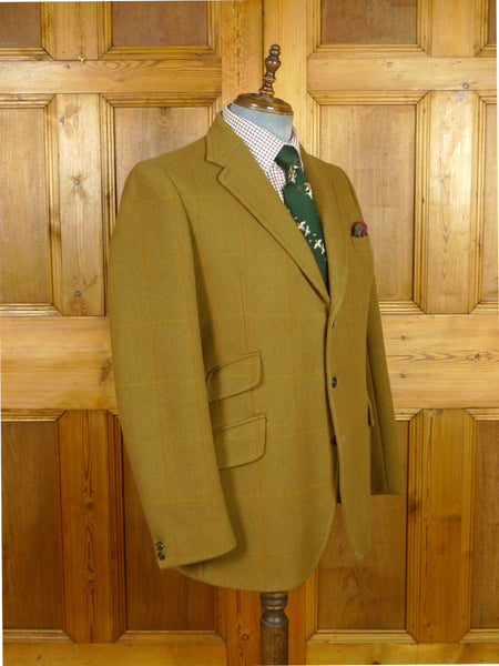 26/1011 vintage brown wp check heavyweight twill riding style jacket 44 long