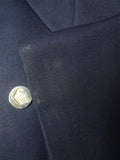 26/1013 gieves & hawkes 2015 savile row bespoke navy blue d/b worsted blazer 46 regular