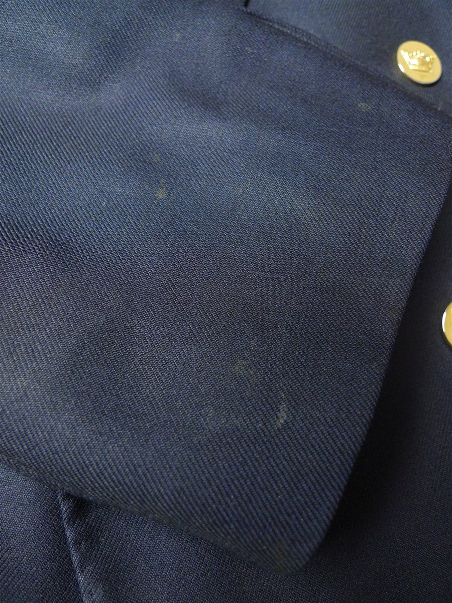 26/1013 gieves & hawkes 2015 savile row bespoke navy blue d/b worsted blazer 46 regular