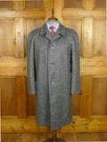 26/1017 immaculate vintage french pure wool grey herringbone tweed ragalan coat overcoat 44-45