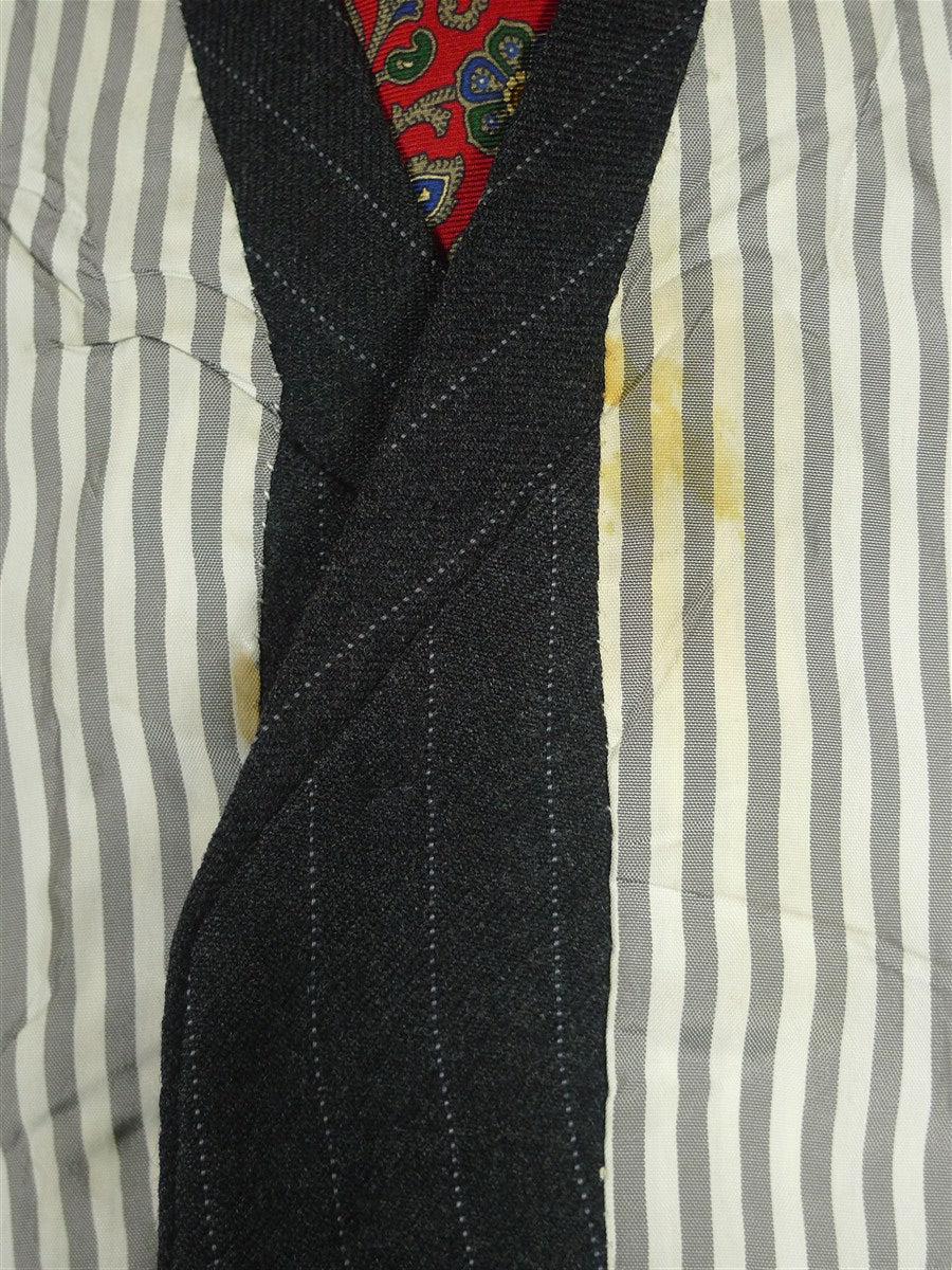 26/1014 vintage 1988 dege & sons savile row bespoke heavyweight grey pin-stripe 3-piece suit 41 regular