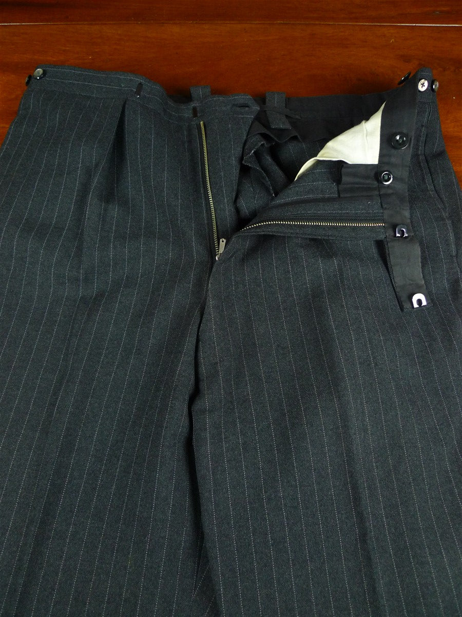 26/1014 vintage 1988 dege & sons savile row bespoke heavyweight grey pin-stripe 3-piece suit 41 regular