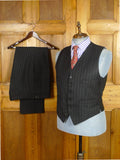 26/1008 vintage 1983 dege & sons savile row bespoke charcoal grey pin-stripe worsted waistcoat & matching trouser 42-43 regular