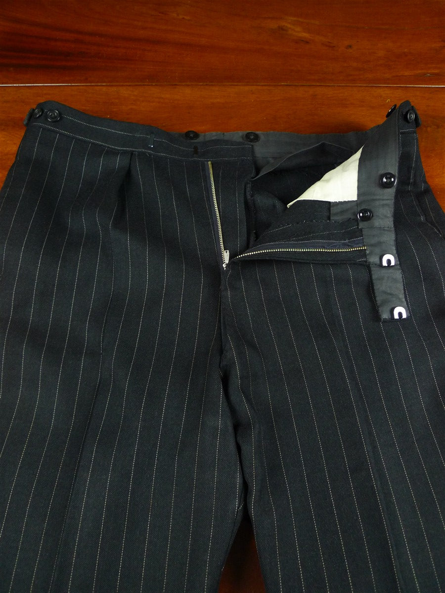 26/1008 vintage 1983 dege & sons savile row bespoke charcoal grey pin-stripe worsted waistcoat & matching trouser 42-43 regular