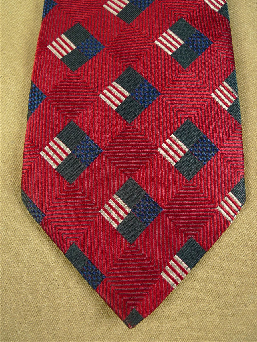 26/1025 immaculate ermenegildo zegna red & navy blue pattern woven silk tie