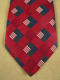 26/1025 immaculate ermenegildo zegna red & navy blue pattern woven silk tie