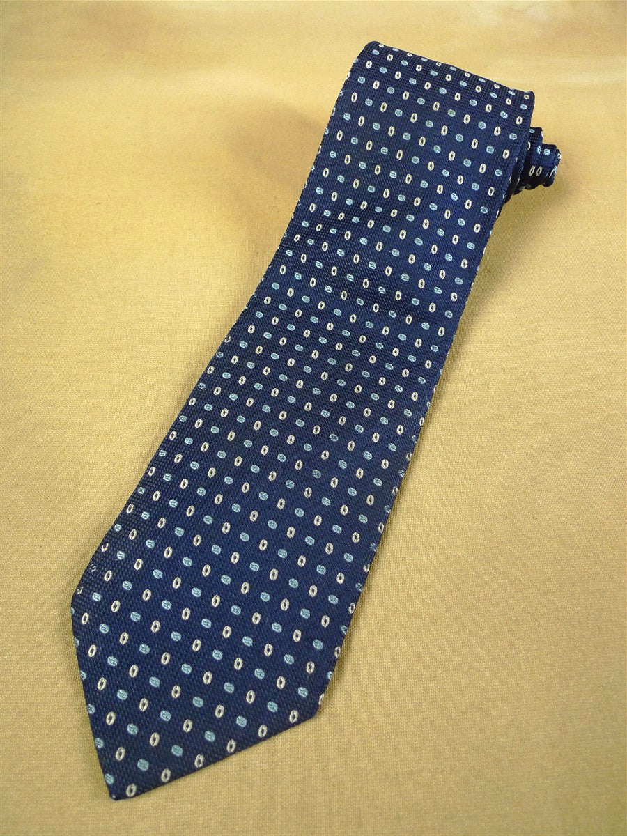 26/1023 immaculate ermenegildo zegna navy, royal blue & white pattern woven silk tie