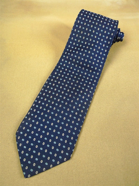 26/1023 immaculate ermenegildo zegna navy, royal blue & white pattern woven silk tie