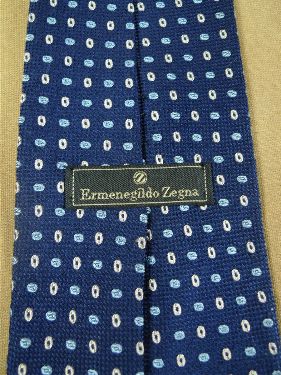 26/1023 immaculate ermenegildo zegna navy, royal blue & white pattern woven silk tie