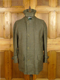 26/1026 Immaculate aquascutum green/ brown gun check wool tweed field coat w/ghillie collar 40-42