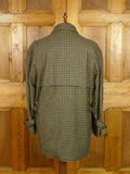 26/1026 Immaculate aquascutum green/ brown gun check wool tweed field coat w/ghillie collar 40-42