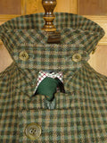 26/1026 Immaculate aquascutum green/ brown gun check wool tweed field coat w/ghillie collar 40-42