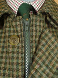 26/1026 Immaculate aquascutum green/ brown gun check wool tweed field coat w/ghillie collar 40-42