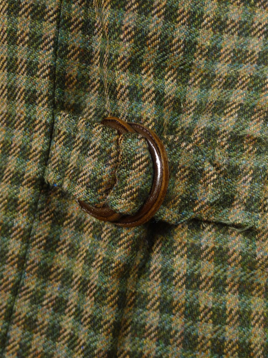 26/1026 Immaculate aquascutum green/ brown gun check wool tweed field coat w/ghillie collar 40-42