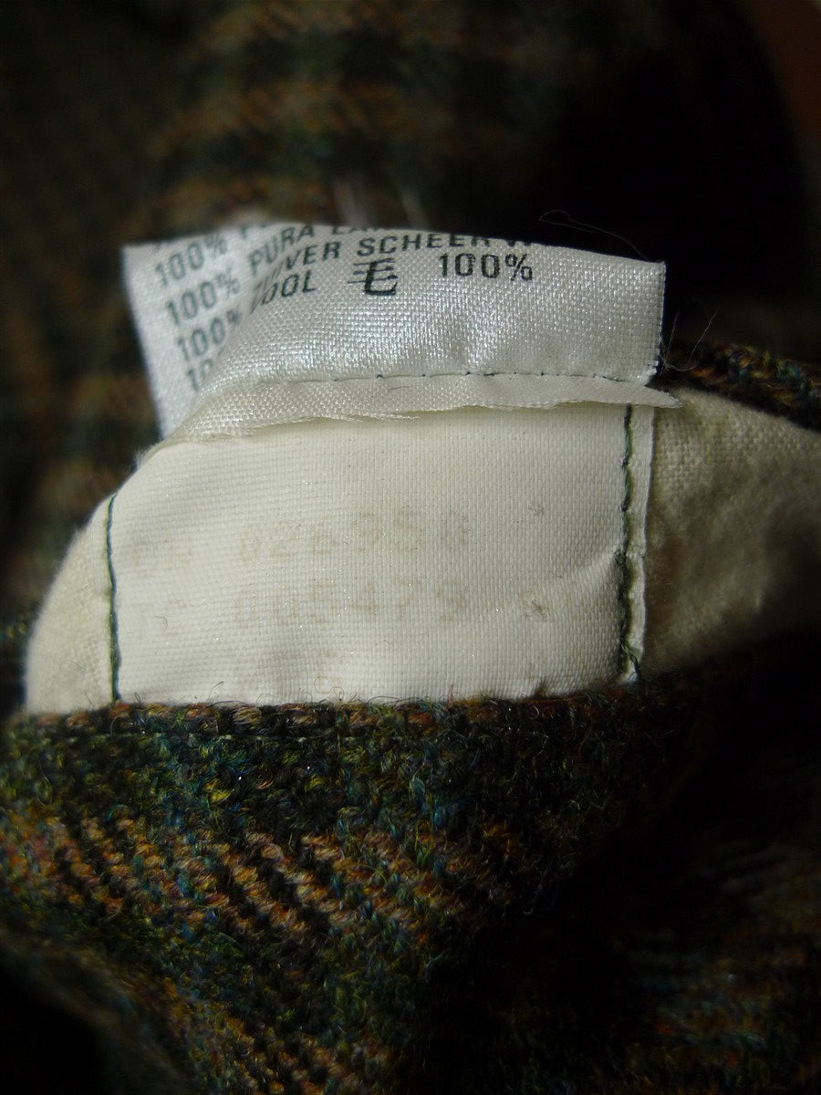 26/1026 Immaculate aquascutum green/ brown gun check wool tweed field coat w/ghillie collar 40-42