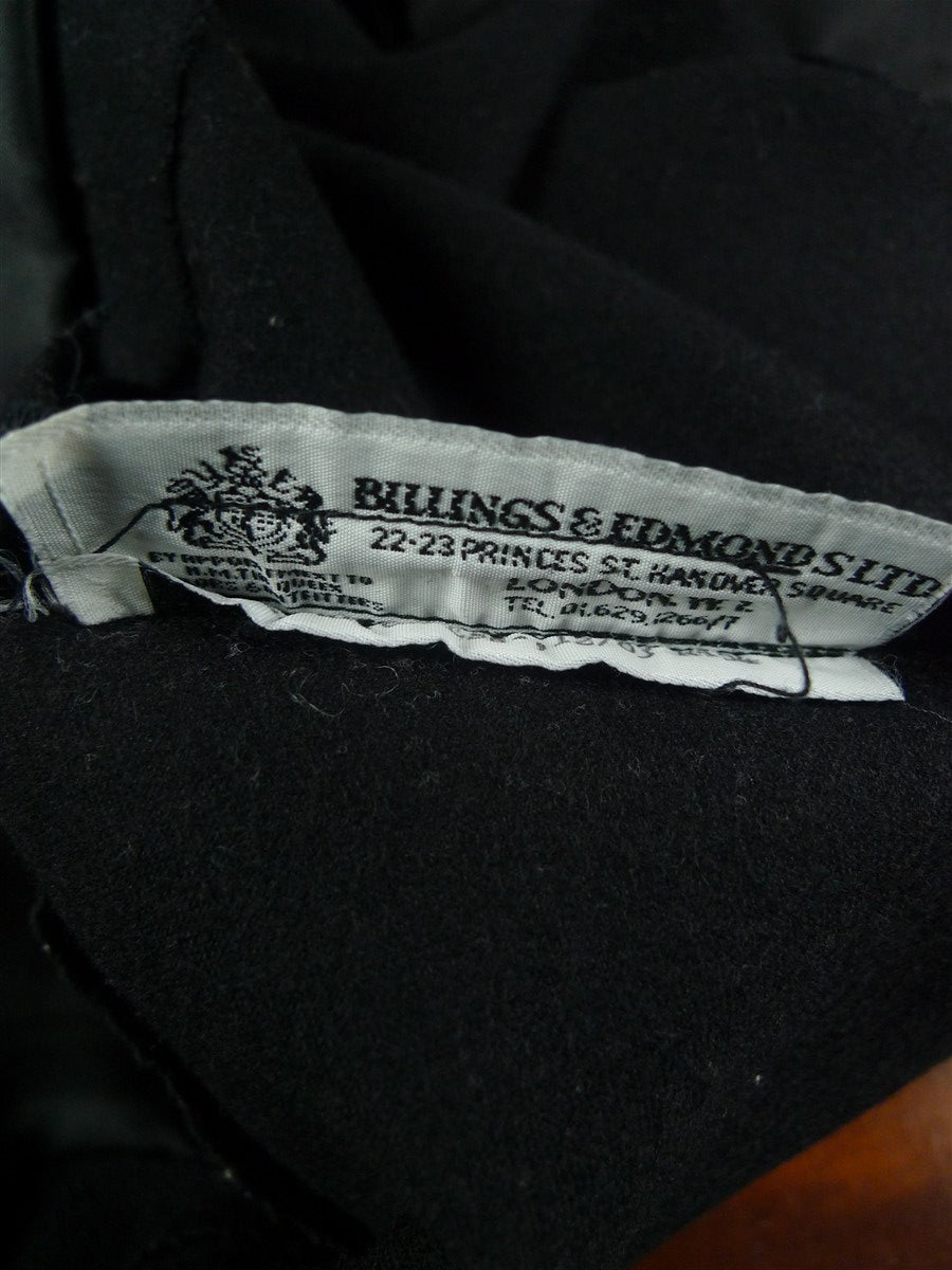 26/1048 vintage savile row bespoke black barathea wool high-rise evening trouser 38-42