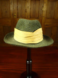 26/1078 vintage lock & co. green fur felt trilby hat w/ canvas band 58