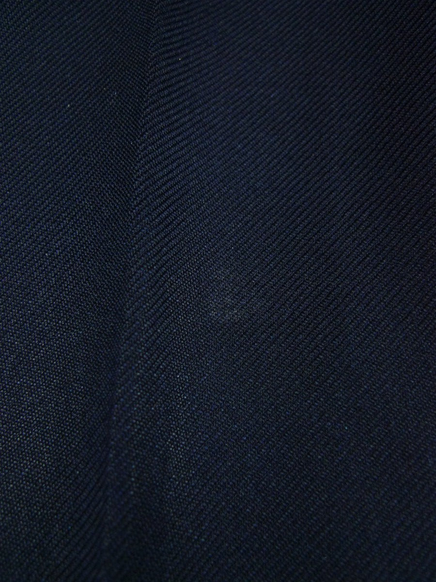 26/1044 vintage british bespoke heavyweight navy blue worsted d/b suit w/ yacht club buttons 46 short to regular