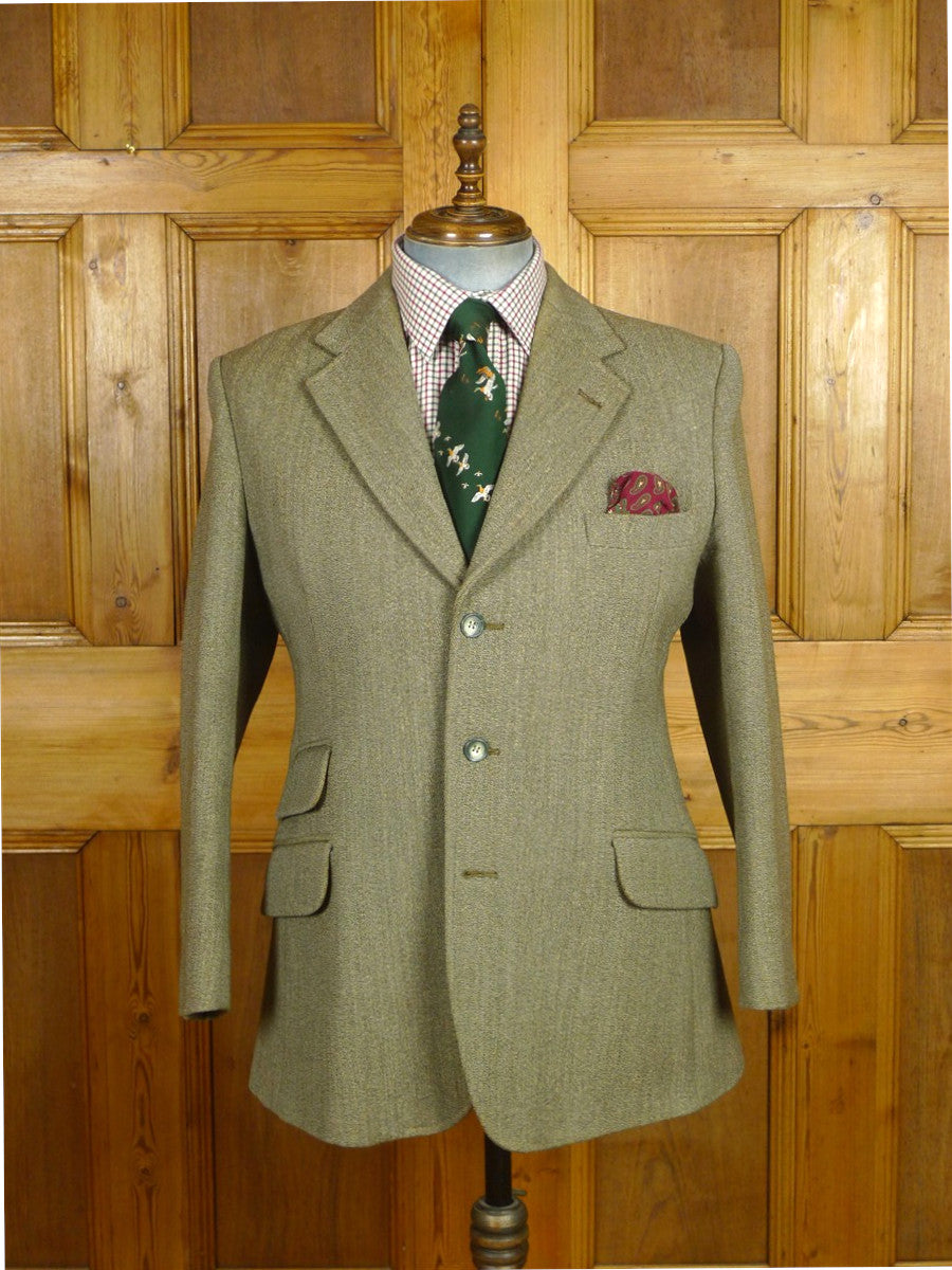 26/1037 vintage heavyweight green keepers tweed hacking jacket 42 short