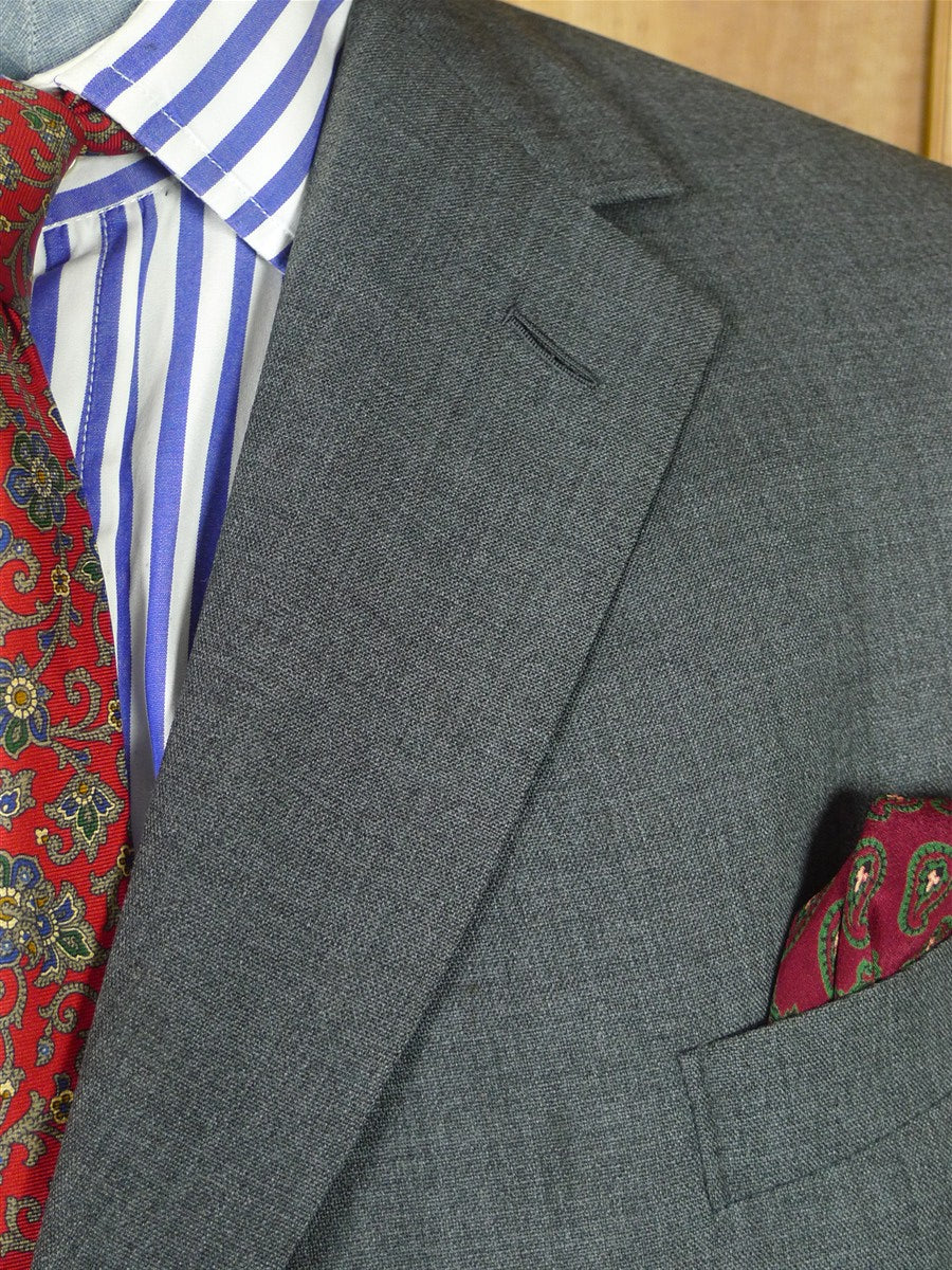 26/1041 dege & skinner 2013 savile row bvespoke grey worsted suit 44 regular (portly cut)