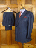 26/1056 huntsman 1995 savile row bespoke dark blue birds-eye weave d/b worsted suit 42 regular
