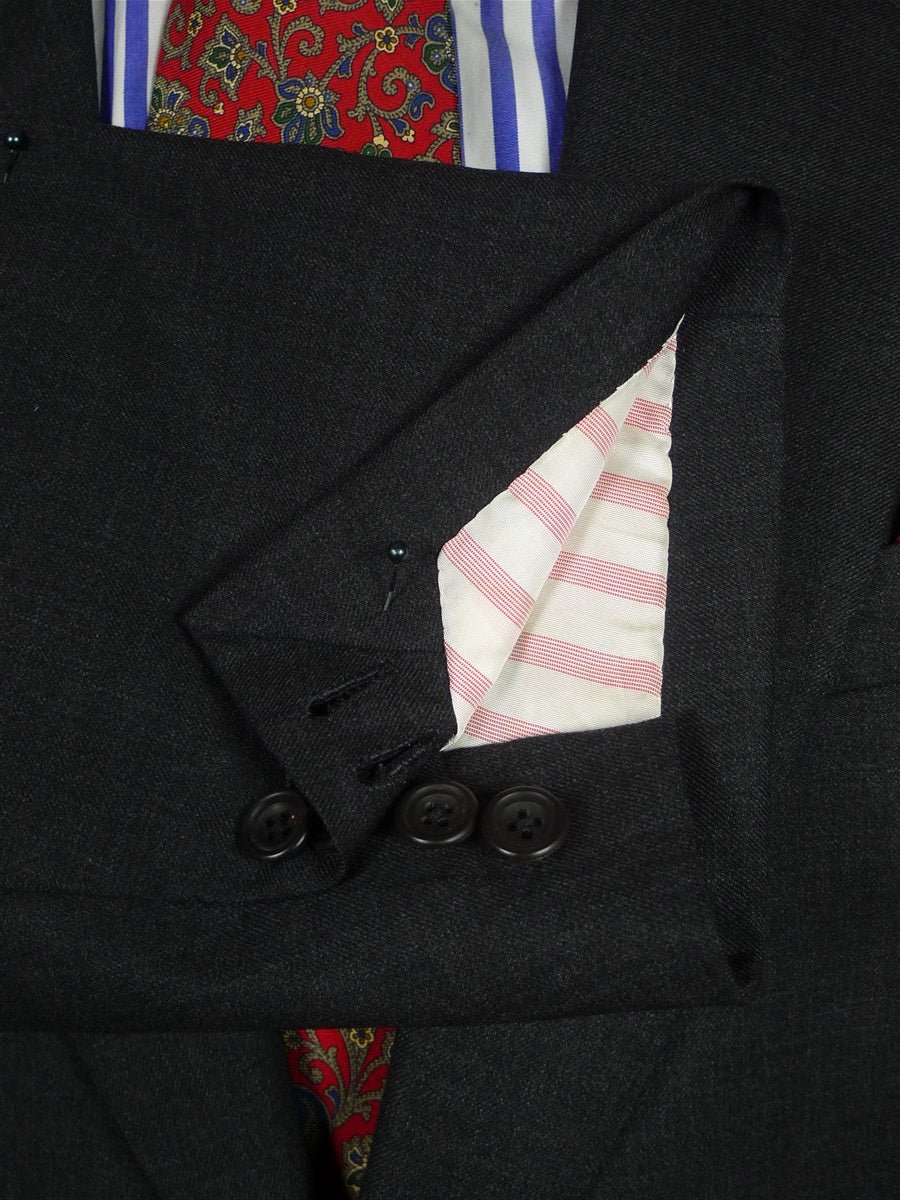 26/1058 dege & skinner 2003 savile row bespoke charcoal grey worsted suit 44 regular (portly cut)