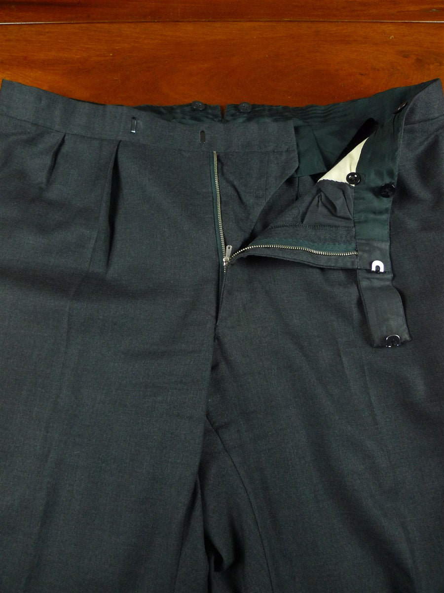 26/1058 dege & skinner 2003 savile row bespoke charcoal grey worsted suit 44 regular (portly cut)