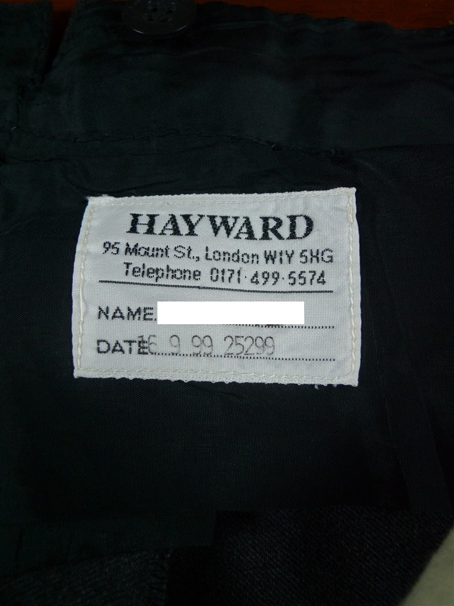 26/1058 dege & skinner 2003 savile row bespoke charcoal grey worsted suit 44 regular (portly cut)