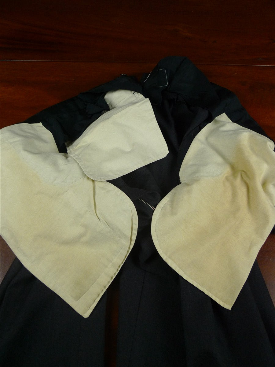 26/1058 dege & skinner 2003 savile row bespoke charcoal grey worsted suit 44 regular (portly cut)
