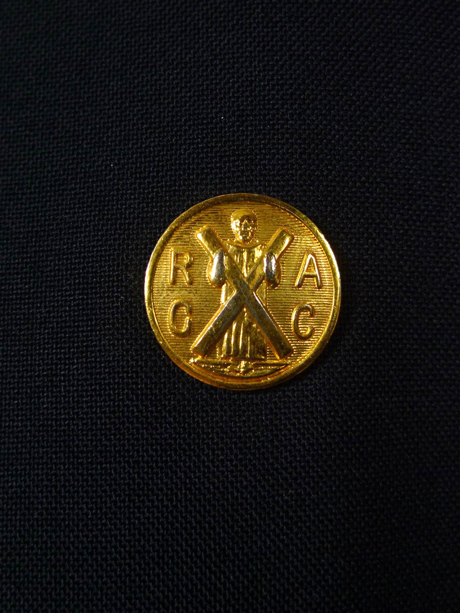 26/1069 dege & skinner 2001 savile row bespoke navy blue hopsack blazer w/ brass club buttons 48 regular