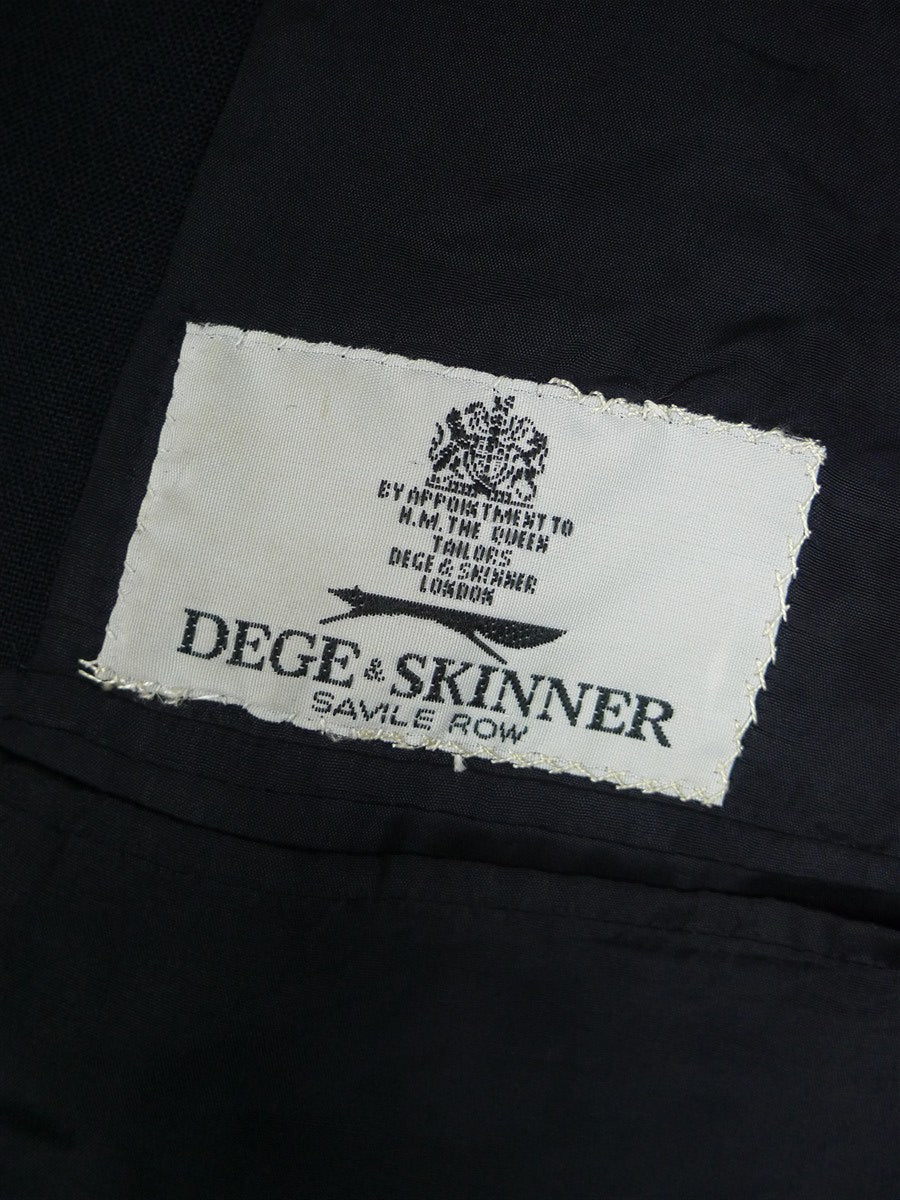 26/1069 dege & skinner 2001 savile row bespoke navy blue hopsack blazer w/ brass club buttons 48 regular