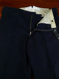 26/1044 vintage british bespoke heavyweight navy blue worsted d/b suit w/ yacht club buttons 46 short to regular
