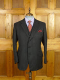 26/1085 vintage 1983 dege & sons savile row bespoke heavyweight charcoal grey pin-stripe 4-piece suit (jkt, vest, 2 pr trs) 40 regular