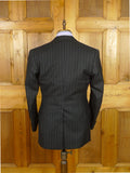26/1085 vintage 1983 dege & sons savile row bespoke heavyweight charcoal grey pin-stripe 4-piece suit (jkt, vest, 2 pr trs) 40 regular