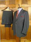 26/1087 dege & skinner 2008 savile row bespoke grey nailhead weave worsted suit 48 regular to long (portly cut)