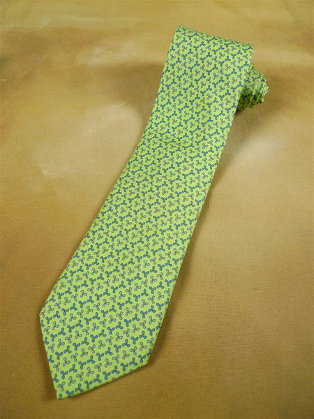 26/1073 immaculate hermes green / blue & grey propellor pattern silk tie 645873sa