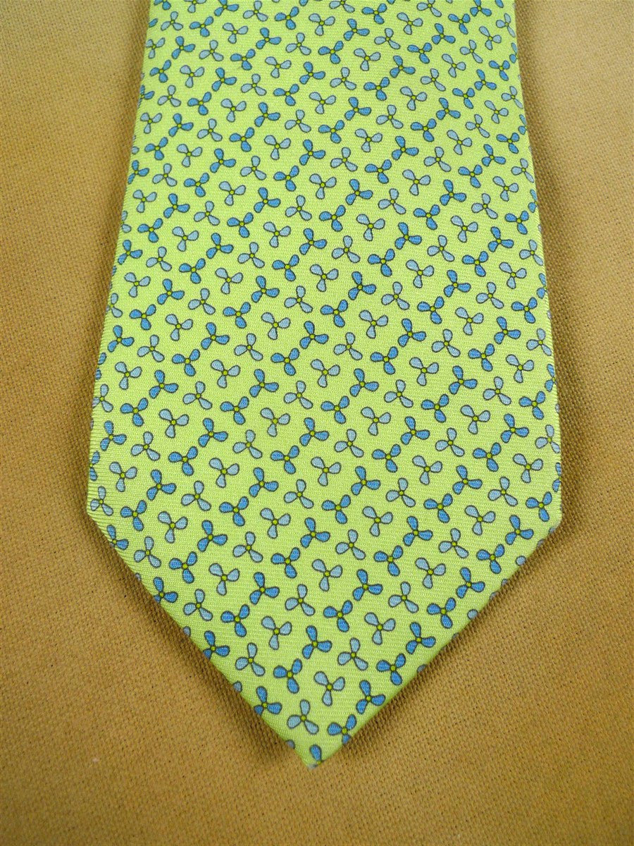 26/1073 immaculate hermes green / blue & grey propellor pattern silk tie 645873sa