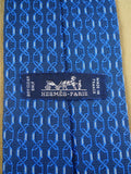 26/1071 immaculate hermes blue chain pattern silk tie 655835T